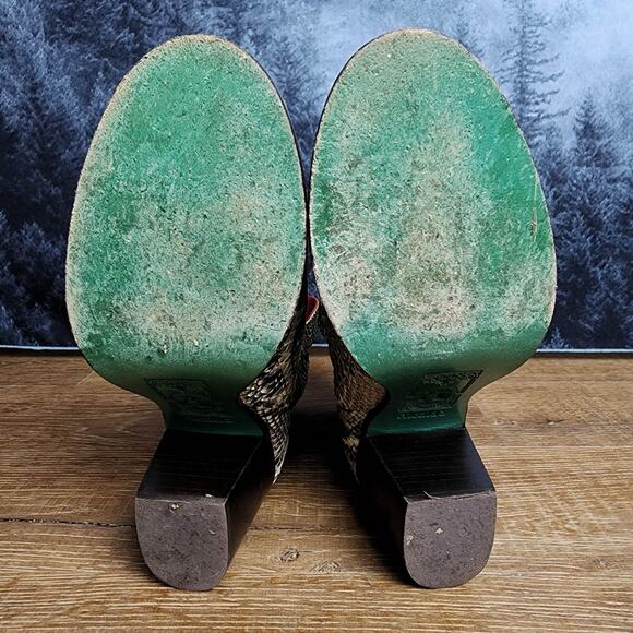 Alcala's Natural Python Pete Snakeskin Ankle Heeled Boots | Womens 9.5 - Picture 7 of 10